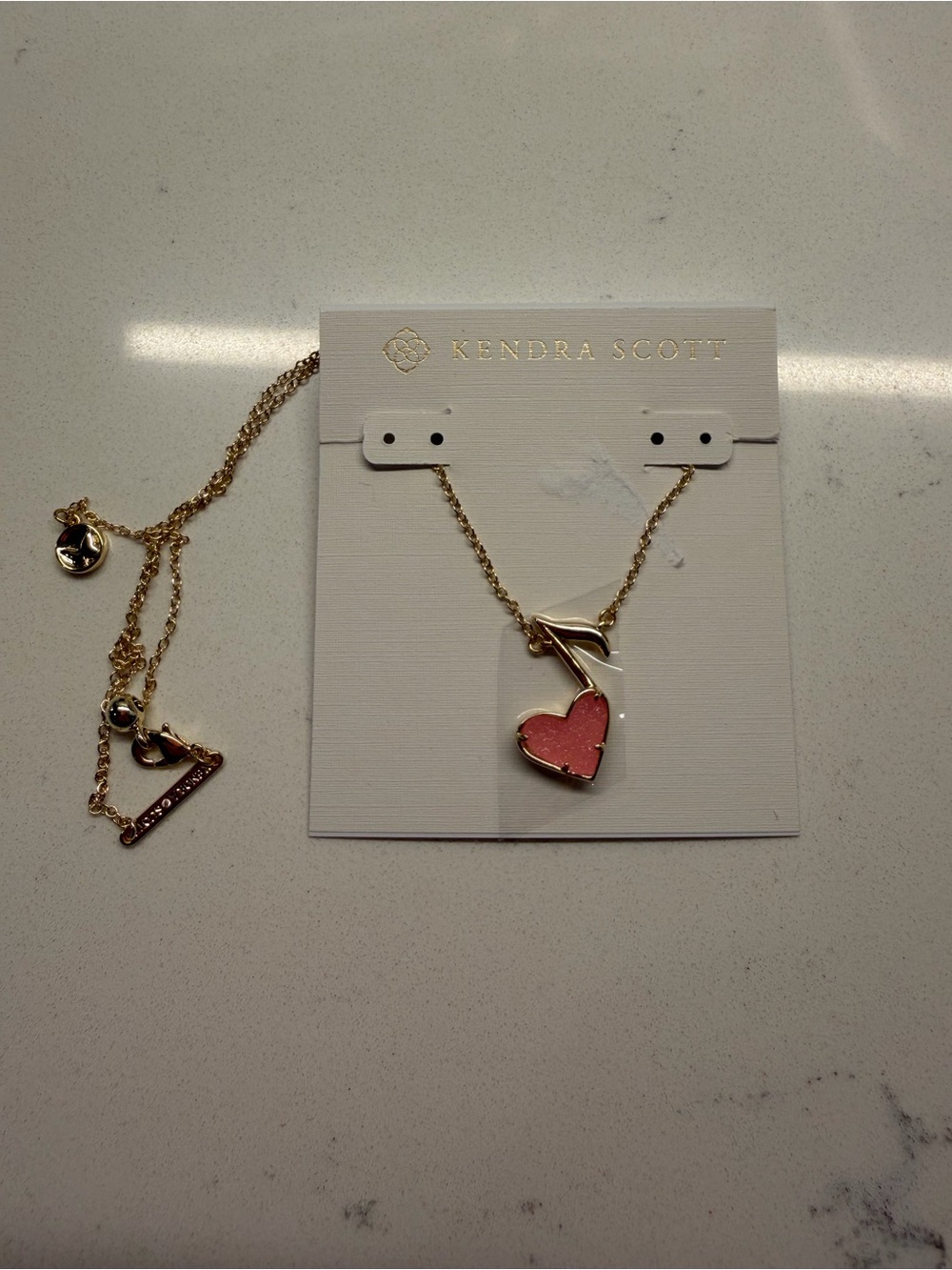 Dolly Parton x Kendra Scott Gold Ari Heart Music Note Necklace -Light Pink Drusy